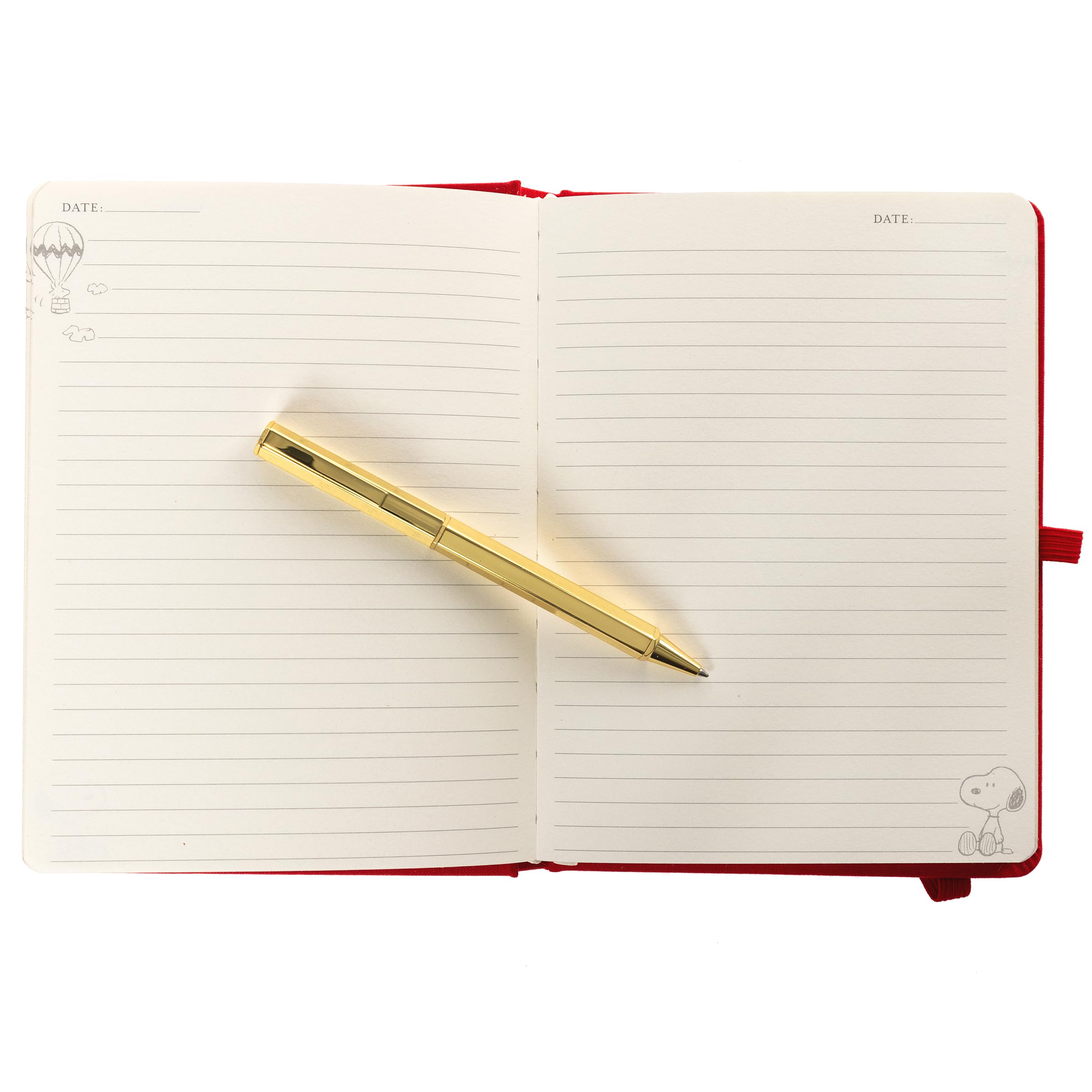 Graphique Luxe Collection Snoopy liniertes Tagebuch mit Stift, Hardcover-Tagebuch, Notizbuch zum Schreiben, Goldfolienprägung, 160 Seiten, 15,2 x 20,3 cm