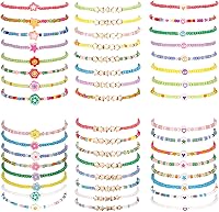 Vista 8 de Juego de 48 pulseras de la amistad para niños, coloridas pulseras ajustables con cuentas, bonitas pulseras elásticas