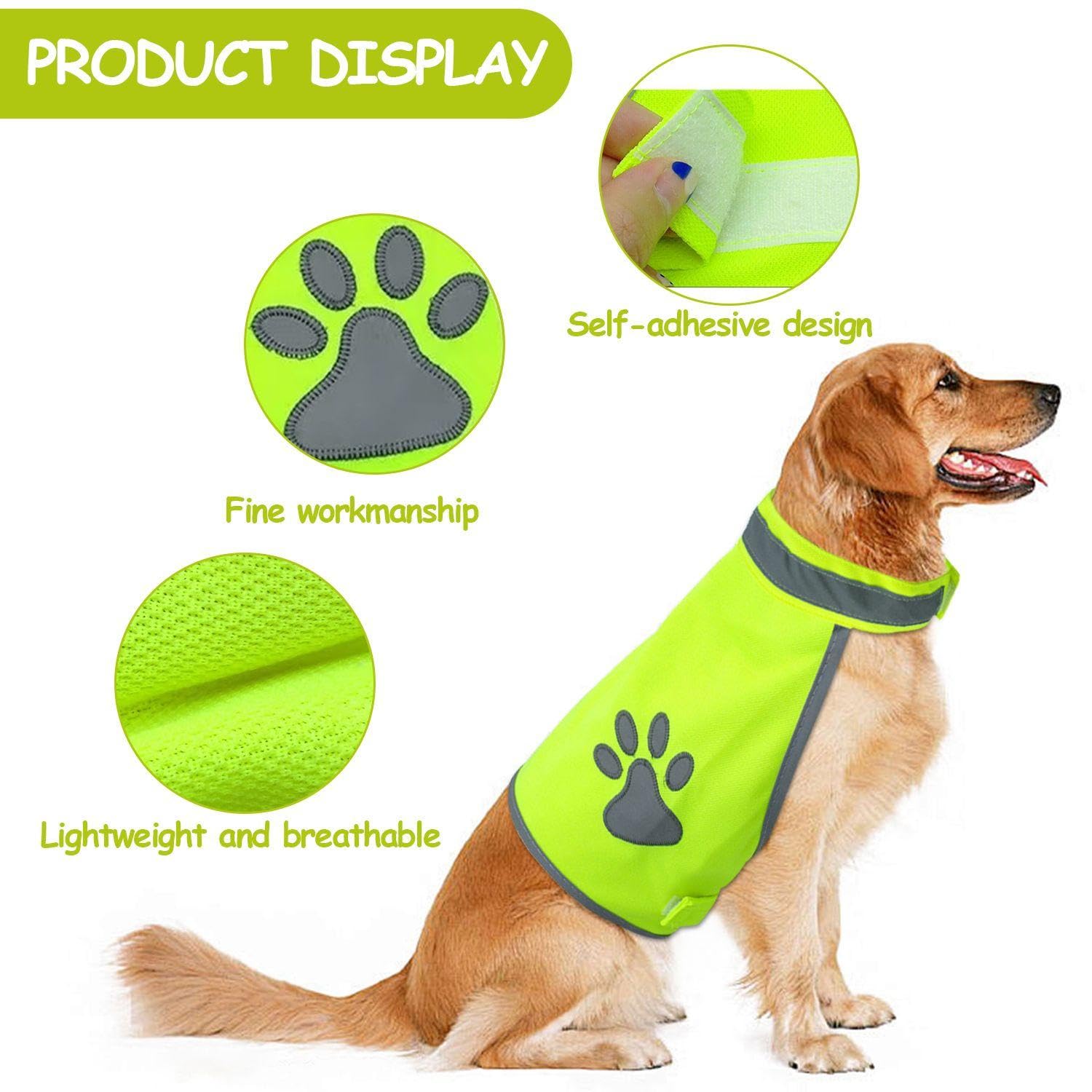 Gilet Riflettente Per Cani Yiwong - Sicurezza Notturna, Taglie Grandi, Estivo Traspirante - Foto 2