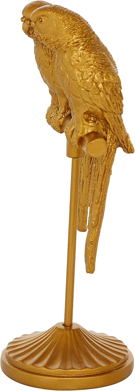 Gold Resin Parrot Statue for Tabletop Decor