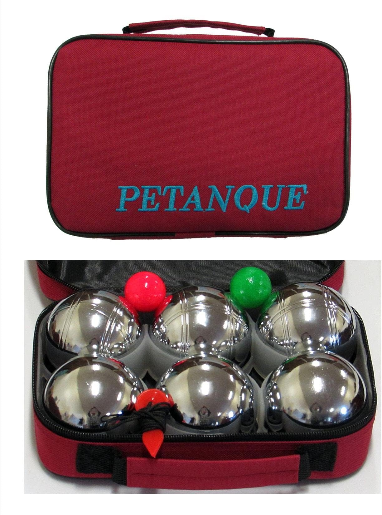 73mm Petanque Set - 6 Boules, 2 Designs, Carrying Case and 2 Target Balls