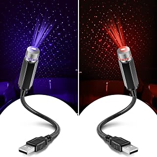 Hortsun 2-Pack USB Star Projector Night Lights - Adjustable Car Roof Starry Sky, Romantic Bedroom Party Decor
