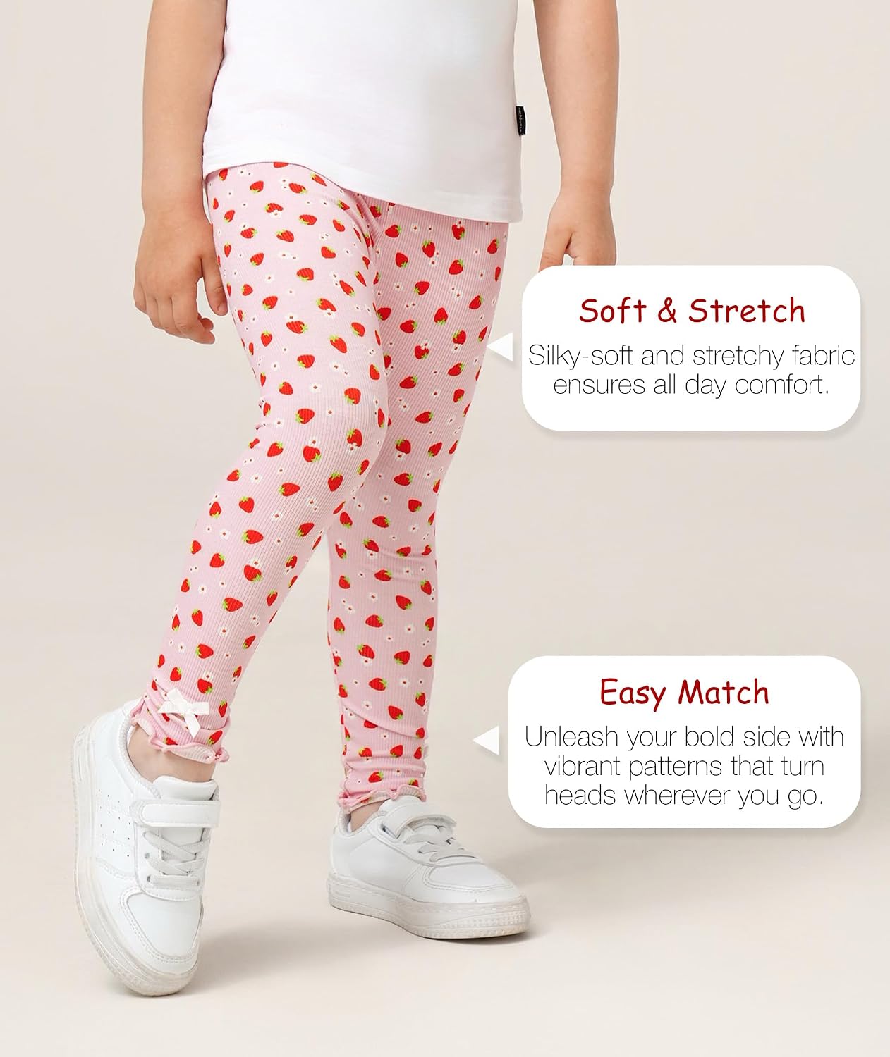 Toddler Girls Leggings 2-Pack Bamboo Viscose Little Girls Casual Stretch Pants