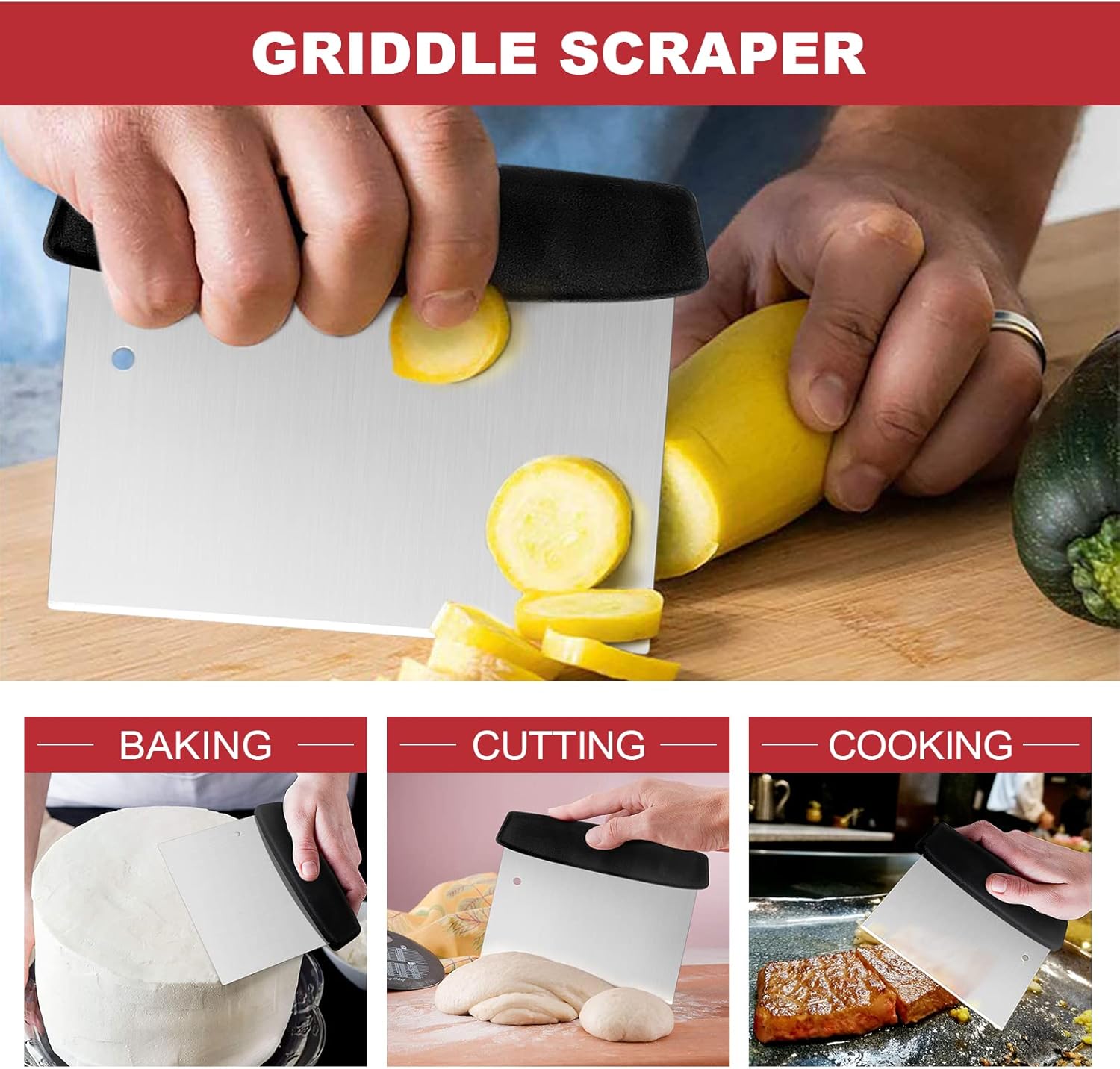 HaSteeL Griddle Accessories Kit of 8, Heavy Duty Metal Spatula Chopper, Professional Stainless Steel Griddle Tools with Storage Bag, Great for Flat Top Teppanyaki Cast Iron BBQ Grilling Indoor Outdoor