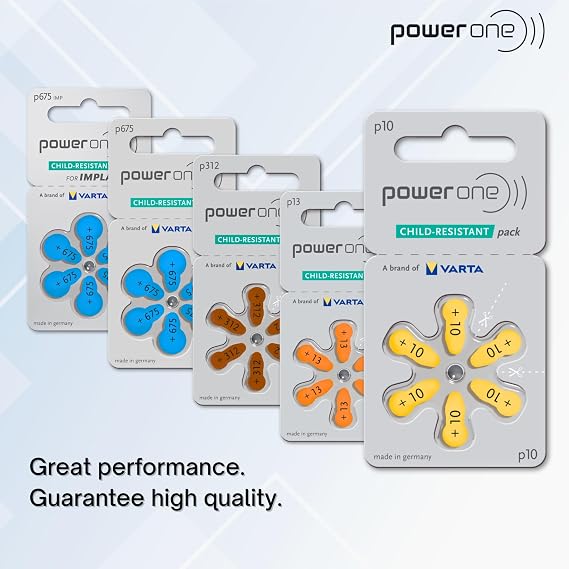 PowerOne Hearing Aid Batteries Size 10, PR70 60 Batteries