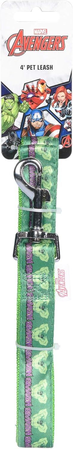 Marvel Comics The Incredible Hulk 4 Foot Dog Leash (48 Inch) | Cute Logo Easily Attaches to Any Collar or Harness | Green (Pack of 4)