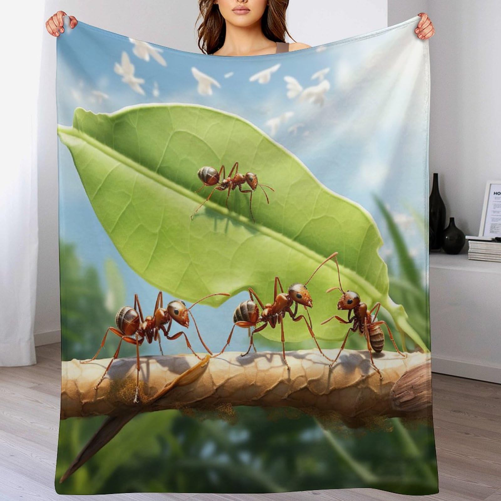 Couverture polaire fourmi en flanelle douce 130x150cm pour lit et canapé
