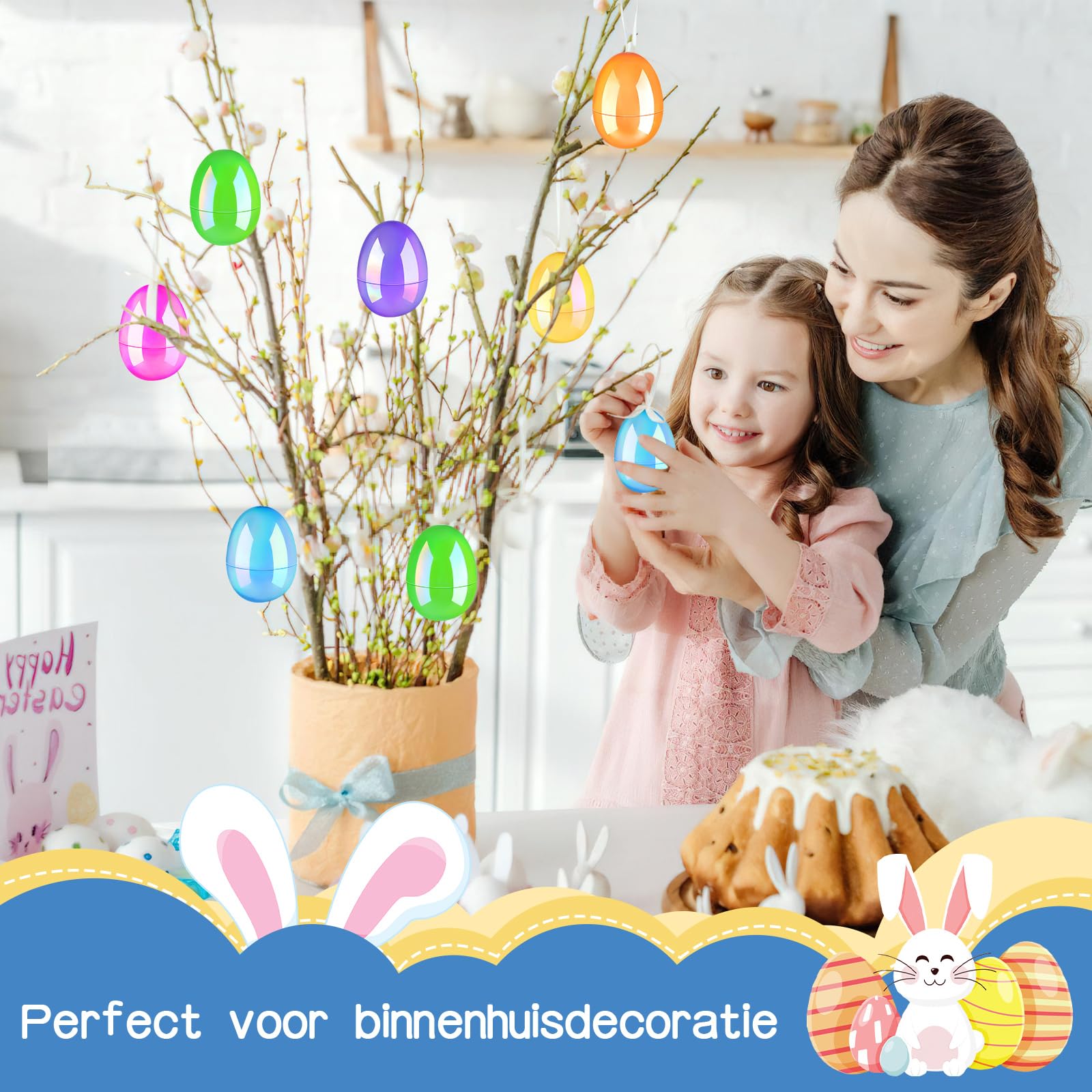Hyran Huevos Pascua, 24 Pcs Huevos de Plastico, Huevos Sorpresa, Huevos de Pascua para Decorar, para Caza de Pascua, Regalos para Niños y Recuerdos de Fiesta (A)