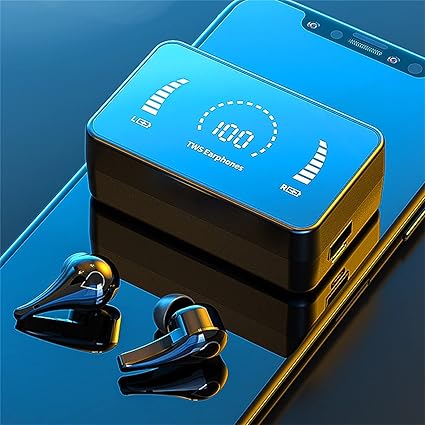 qonioi wireless bluetooth earphones mirror screen digital display touch control bluetooth earphones hd stereo built in mic in ear earphones display c