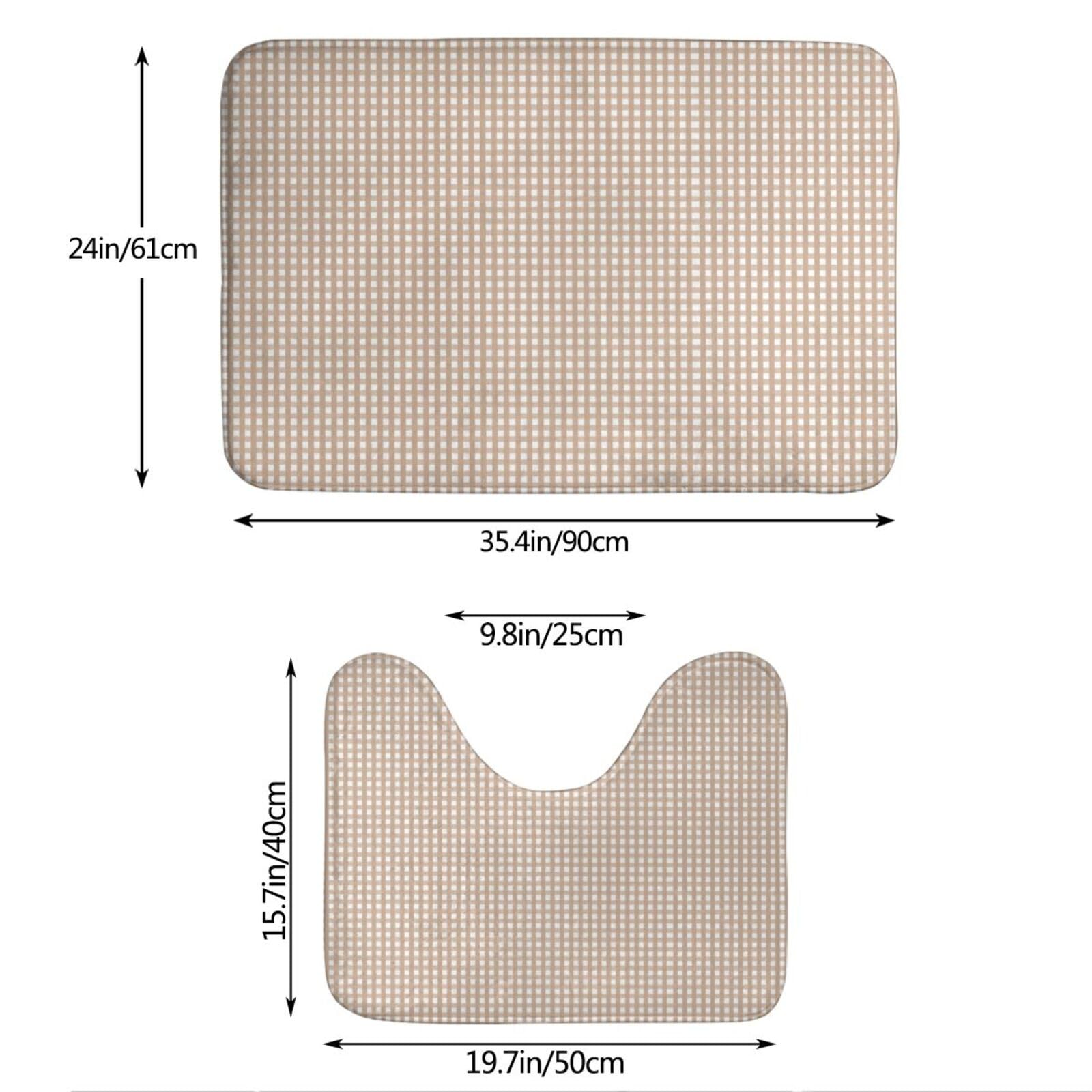 Zestaw miękkich brązowych dywaników łazienkowych w kratkę – 2 sztuki mat z pianki z pamięcią kształtu, zmywalna mata pod toaletę i 89 cm x 61 cm, stylowa dekoracja domu dla komfortu i bezpieczeństwa