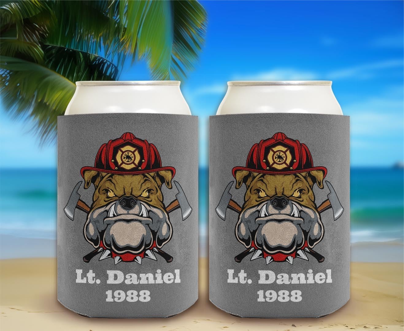 Fire Fighter Gifts For Adults Personalized Firefighter Bulldog Mascot 24-Pack Personalized Can Drink Thermocoolers Party Pack