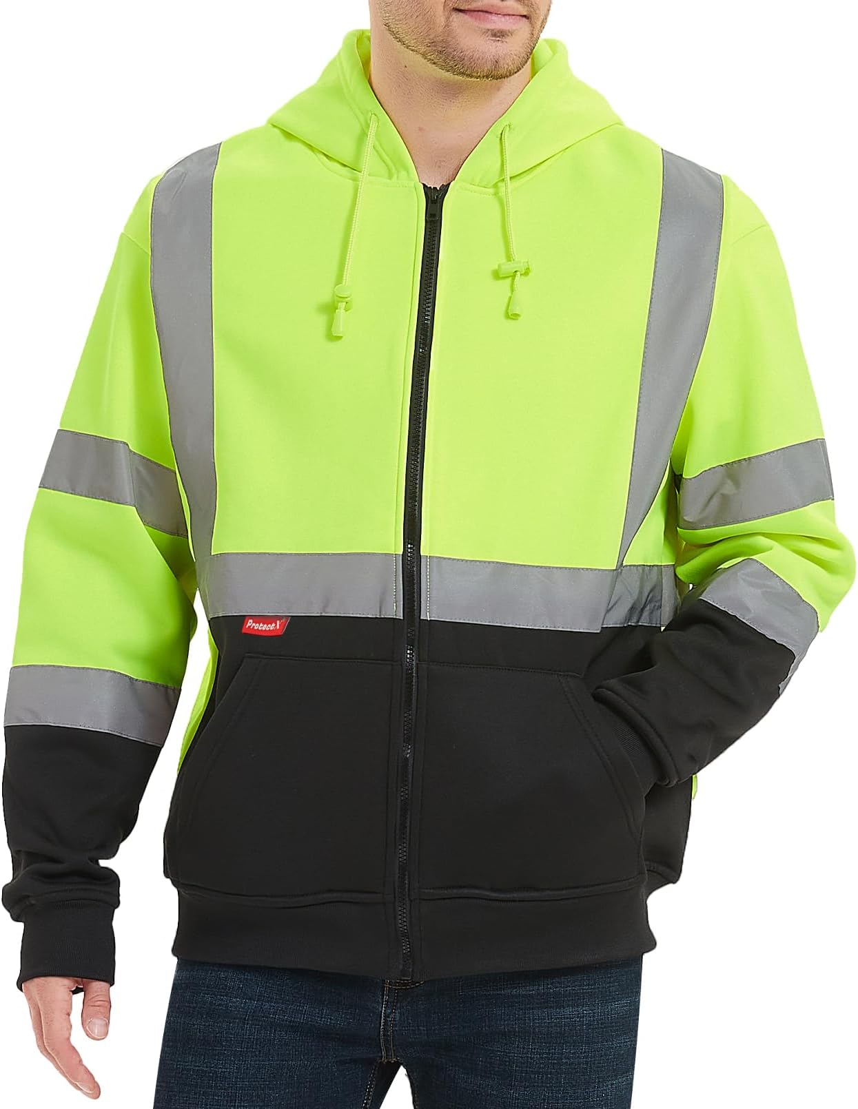ProtectXHi Vis Hoodie for Men Women High Visibility Safety Sweatshirt Reflective with Pockets for Construction Work Class 3