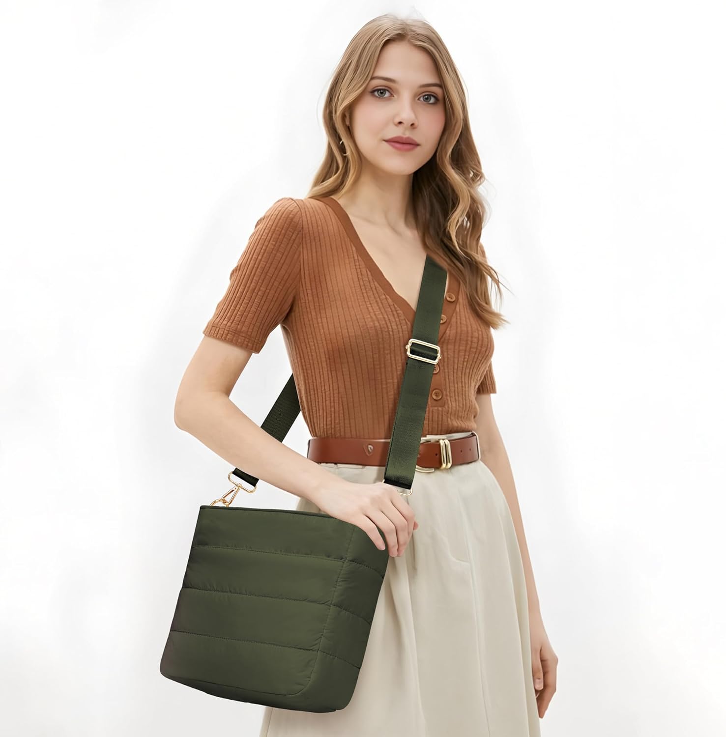 Cross Body Purses for Women Lightweight Quilted Puffer Tote Bag Casual Hobo Nylon Shoulder Handbag Travel - Image 8