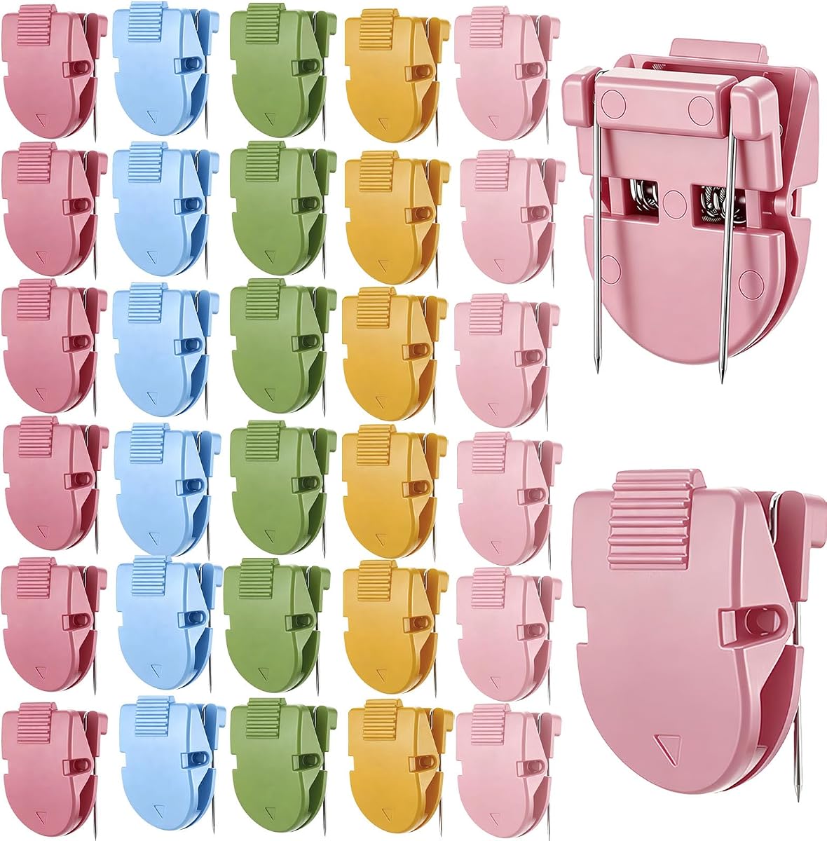 30 Piezas Clips de Pared de Cubículo de Plástico para Paredes de Tela Puntos de Metal Ganchos de Cubículo Clips de Pasador con Textura Antideslizante para Notas Memos Fotos en Organización de Oficina (5 Colores)