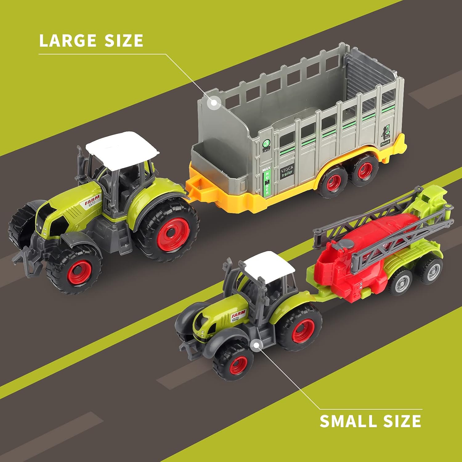 Farm Tractor Toy, Farming Playset Realistic Diecast Tractors Combine Harvester Animals Toys