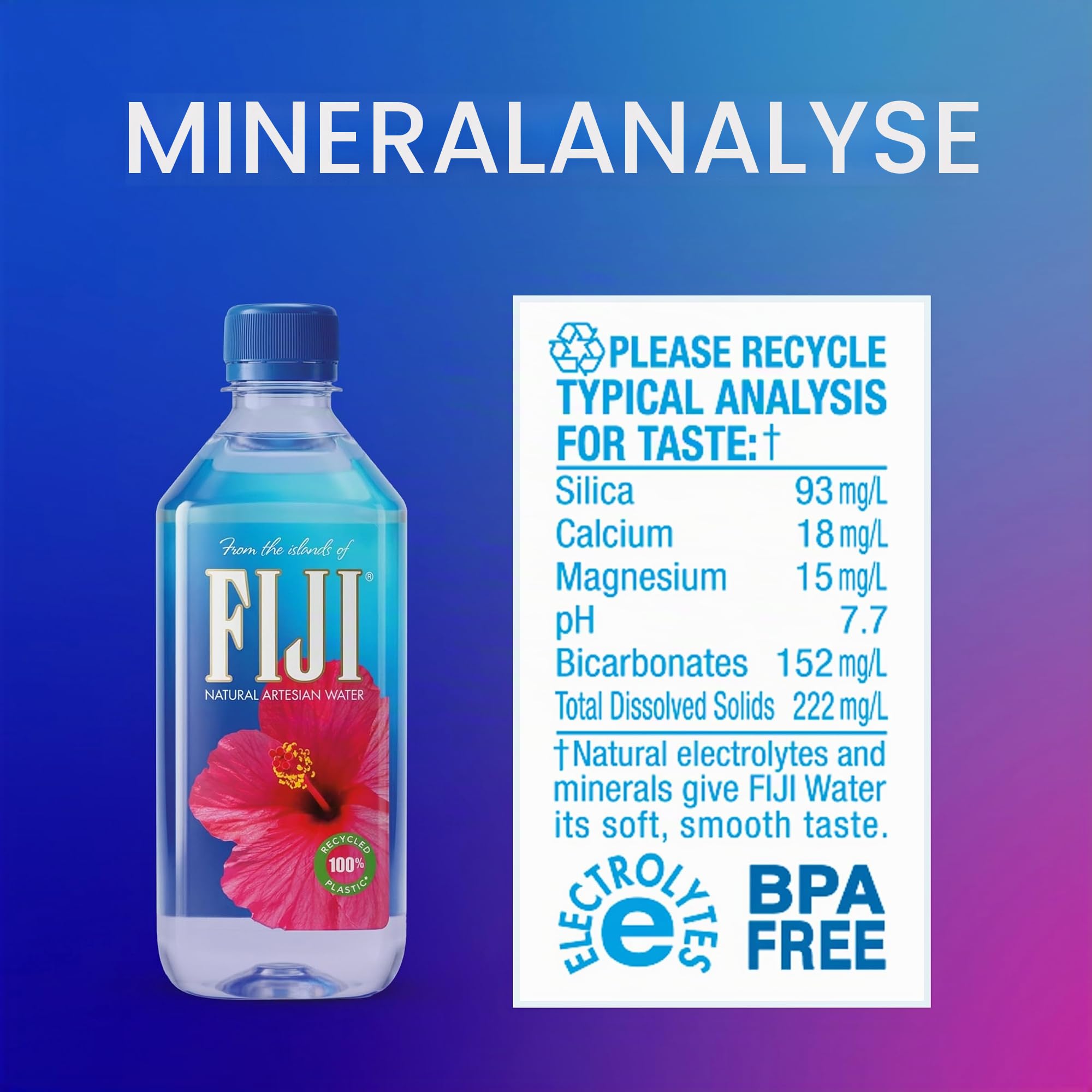 FIJI Natural Artesian Water, 16,9 Ounce Stiefel, 24 Stück | 100 % natürliche Elektrolyte, 100 % recycelter Kunststoff, Agua
