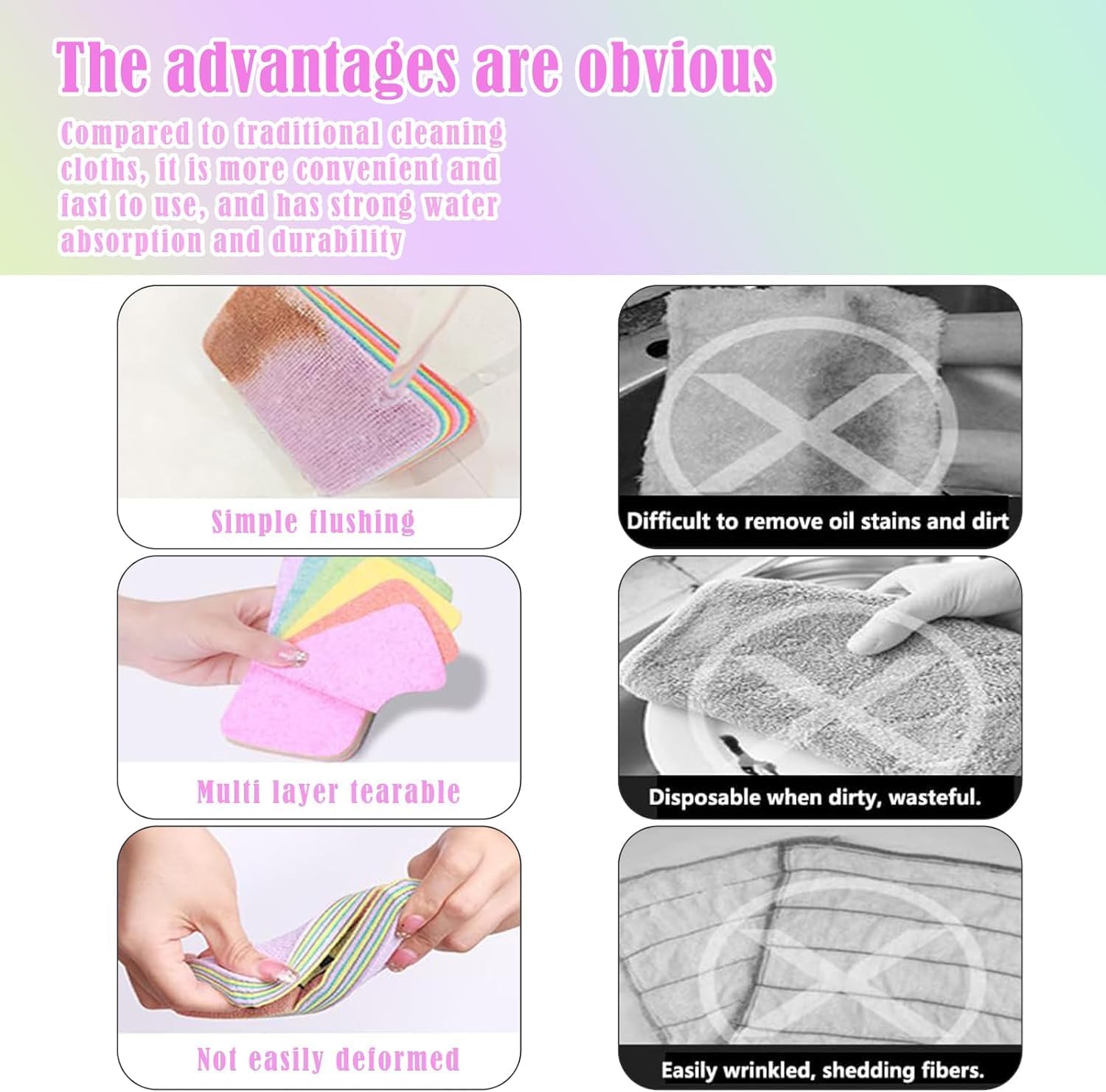 BEHAHAI Rainbow Dish Cleaning Sponge, Multipurpose Scrubber for Kitchen and Bathroom, Zero Scratch, Reusable Pack of 1 3