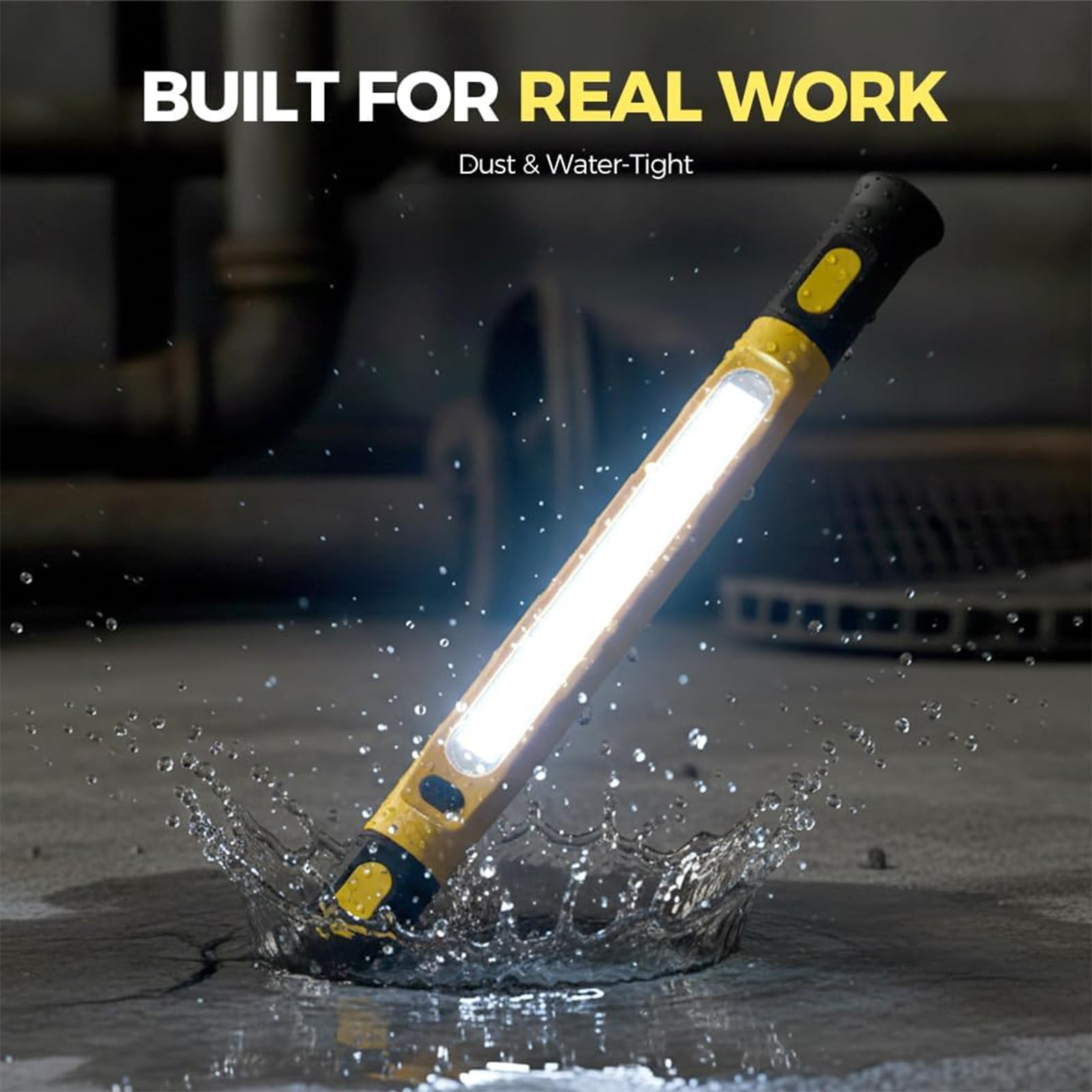 Luz de trabajo recargable de 3000 lúmenes, lámpara de inspección magnética portátil, batería de 5200 mAh, 3 modos de color, ajustable a 360°, ideal para garaje, taller y uso automotriz