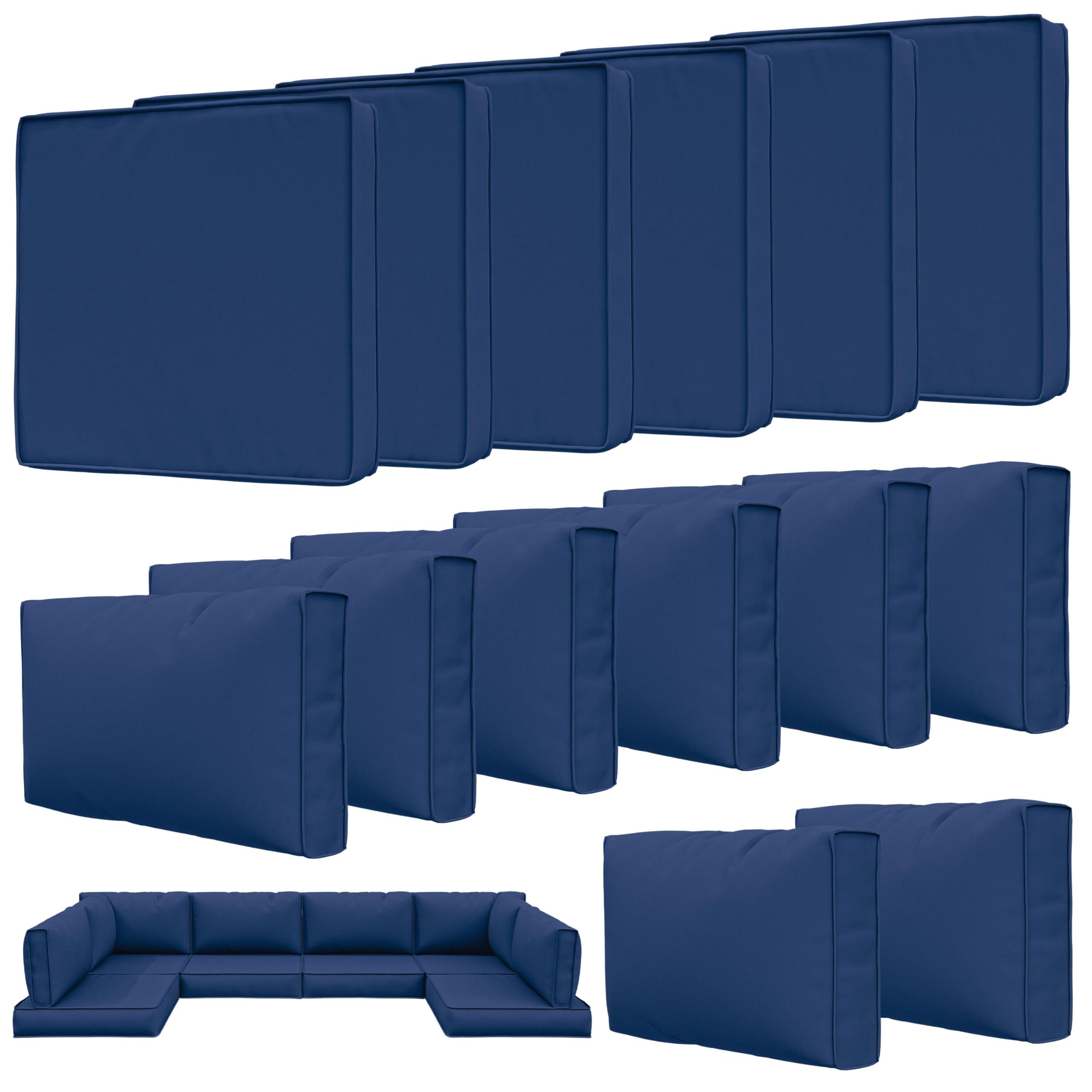 Tounosnt 14 Pcs Outdoor Patio Cushion Covers, Replaceable Waterproof Furniture Covers, Outdoor Non-Slip Covers with Zippers, Couch 3 Sizes, Covers