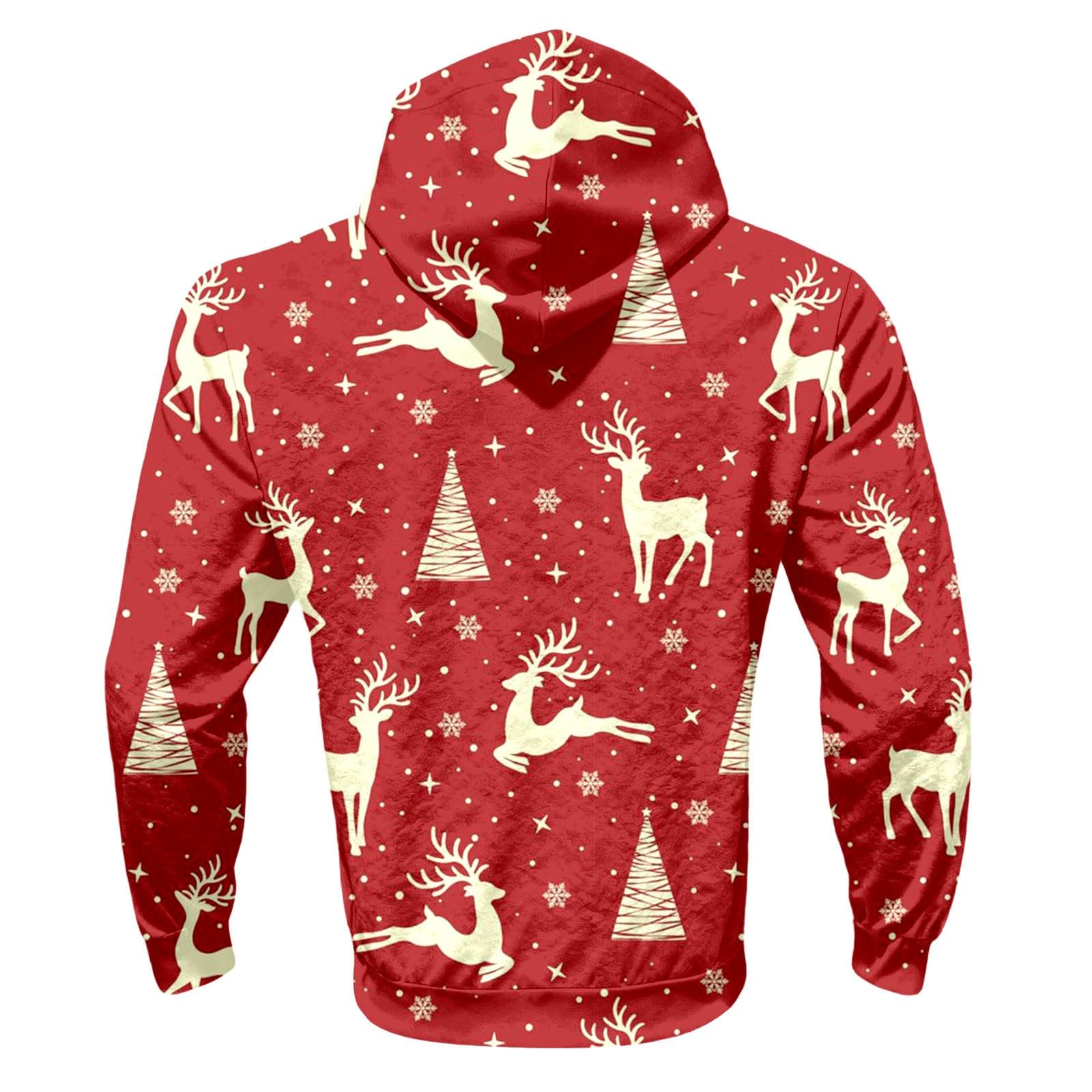 Survêtement Homme Noël Polaire Sweat Capuche Décontracté