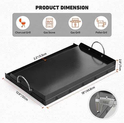Miniatura 2 de Onlyfire Plancha universal para barbacoa con asas para la mayoría de las parrillas, parrilla antiadherente con revestimiento de cerámica para