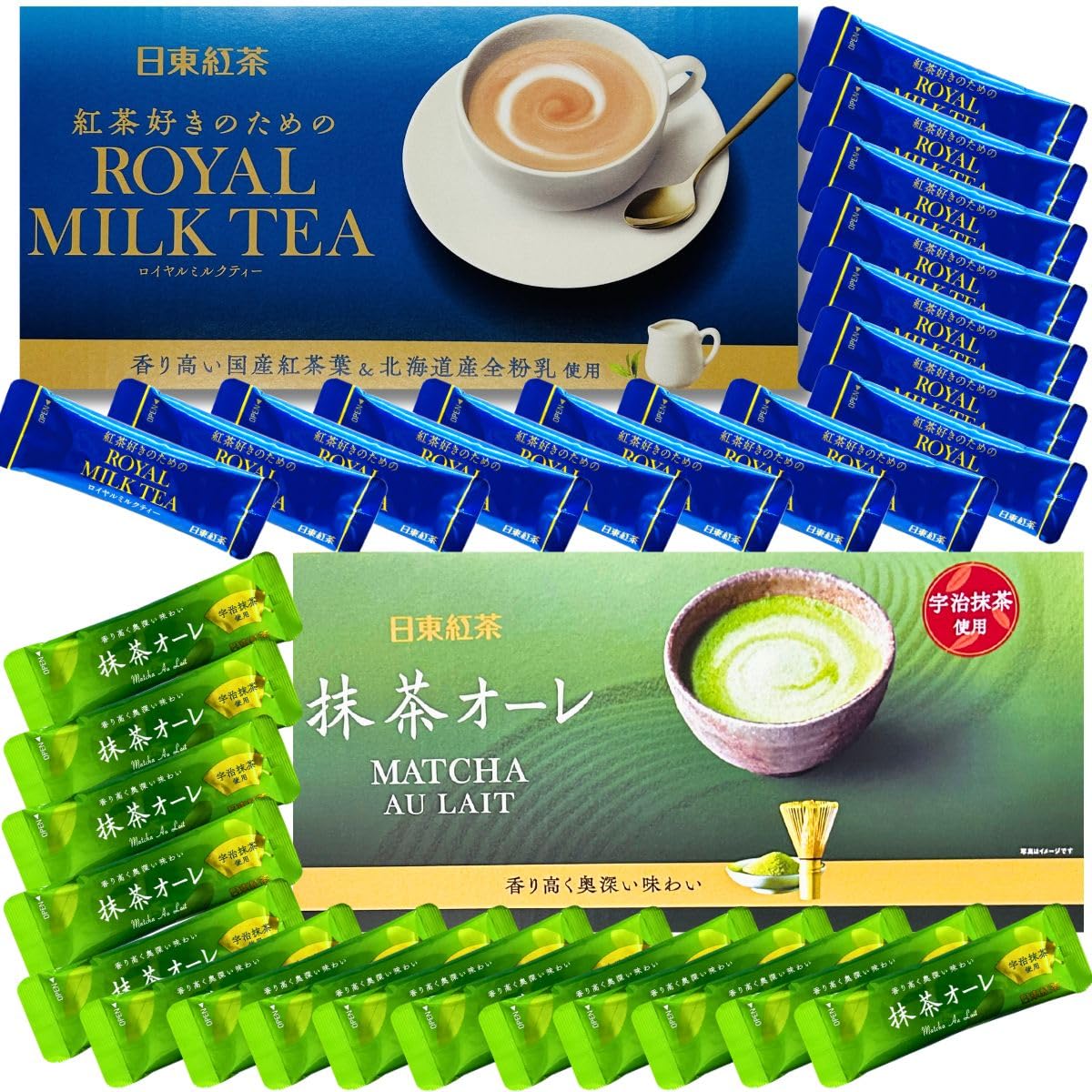 Amazon.co.jp: 日東紅茶 ロイヤルミルクティー 15本 ＆ 抹茶オーレ 15