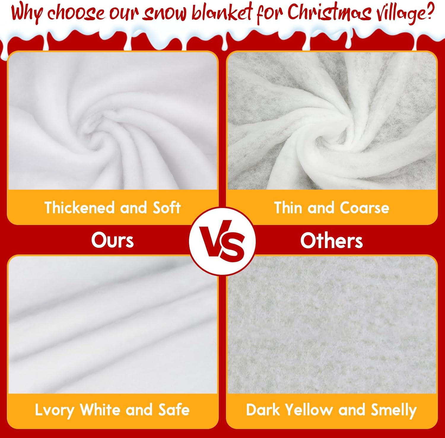 3 Pack 3 x 8 Ft Fake Snow Blanket for Christmas Village- Fluffy Artificial Snow for Crafts, Realistic Christmas Faux Snow Sheet for Winter Mantle Village Holiday Table Wedding Decorations