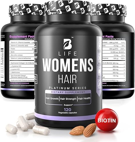 Vitaminas para el cabello para la pérdida de cabello para mujeres – Biotina 10000 mcg – Tratamientos para el crecimiento del cabello para mujeres –