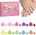 TOMICCA Ensemble de Nail polonais pour enfant, non toxique Peel-Off Nail polonais rapide à base d'eau sèche petite fille ongles polonais, naturel sans odeur 12 Cadeaux de couleur Candy Nail polonais ensemble pour les enfants DIY Âge 3+