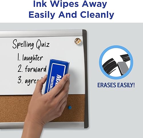Miniatura 4 de AVERY Marks A Lot Marcadores de borrado en seco, marcadores de pizarra blanca de bajo olor con punta de cincel, 12 negros (24408)