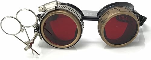Miniatura 27 de Lentes estilo victoriano Steampunk con diseño de brújula, lentes de colores y lupa ocular A.Azul