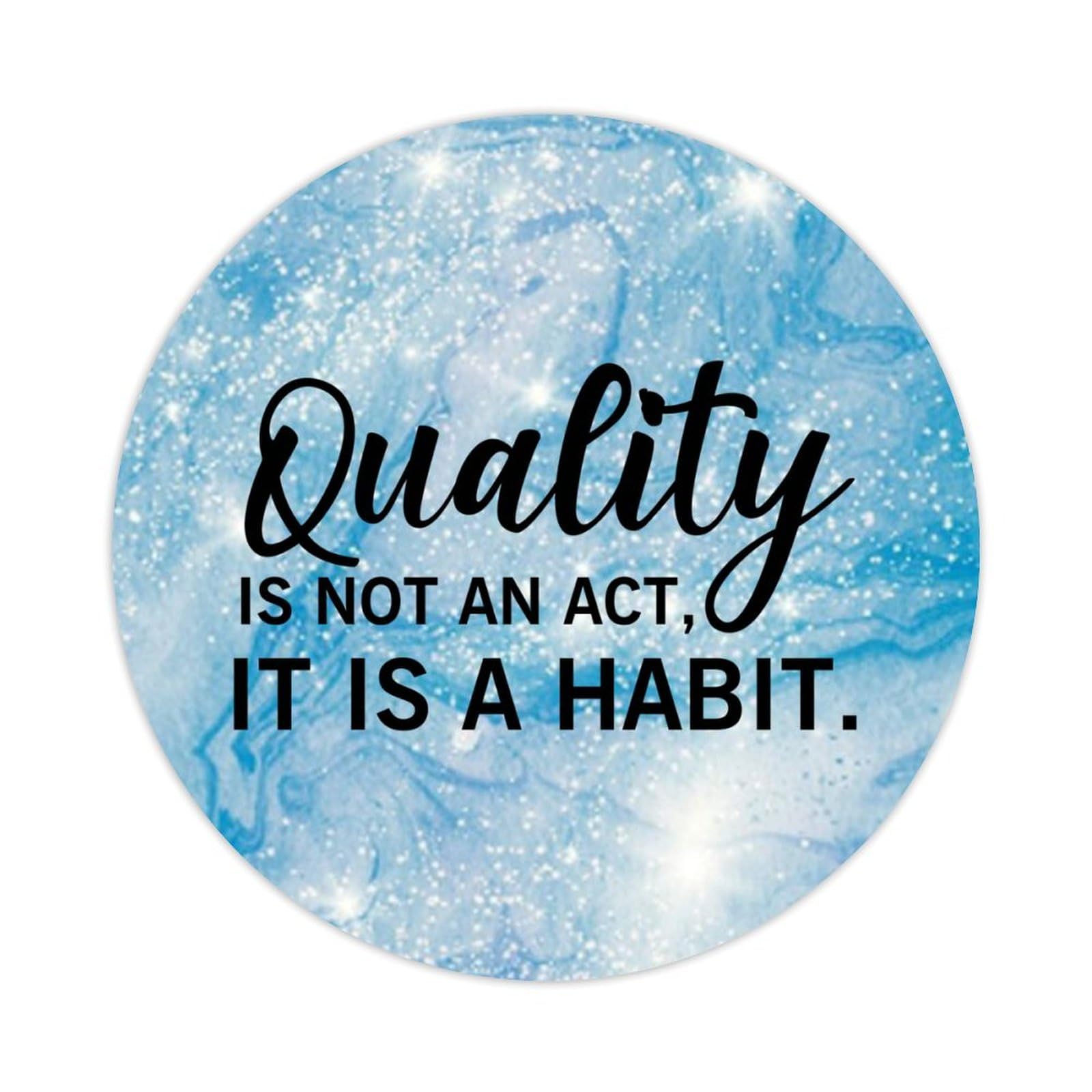 Quality is Not an Act It is A Habit. Round Label Stickers 100pcs Bible Verse Quotes Saying Circle Decals for Water Bottle Luggages Laptop Computer Envelopes Seals Card Boxes 1.5in