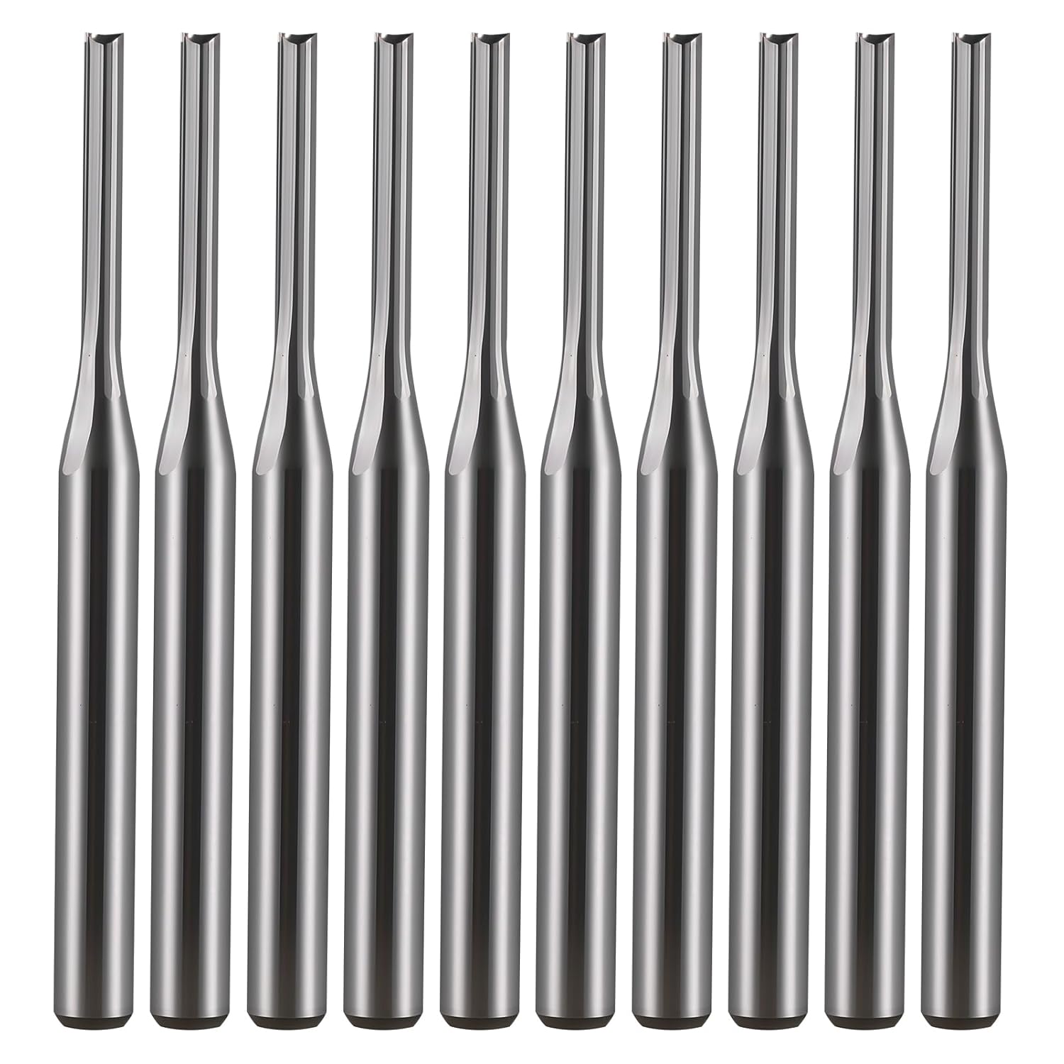 2-Flute Carbide End Mill CNC Router Bits 1/16" Straight Flute 1/8" Shank, 2-Flute Milling Tungsten Steel 12mm CEL 38mm OAL, Wood, MDF, Plywood