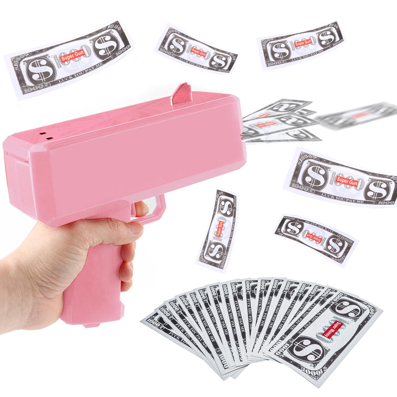 Silkwish Money Gun mit 100 Spielgeld Scheine - Geld Pistole