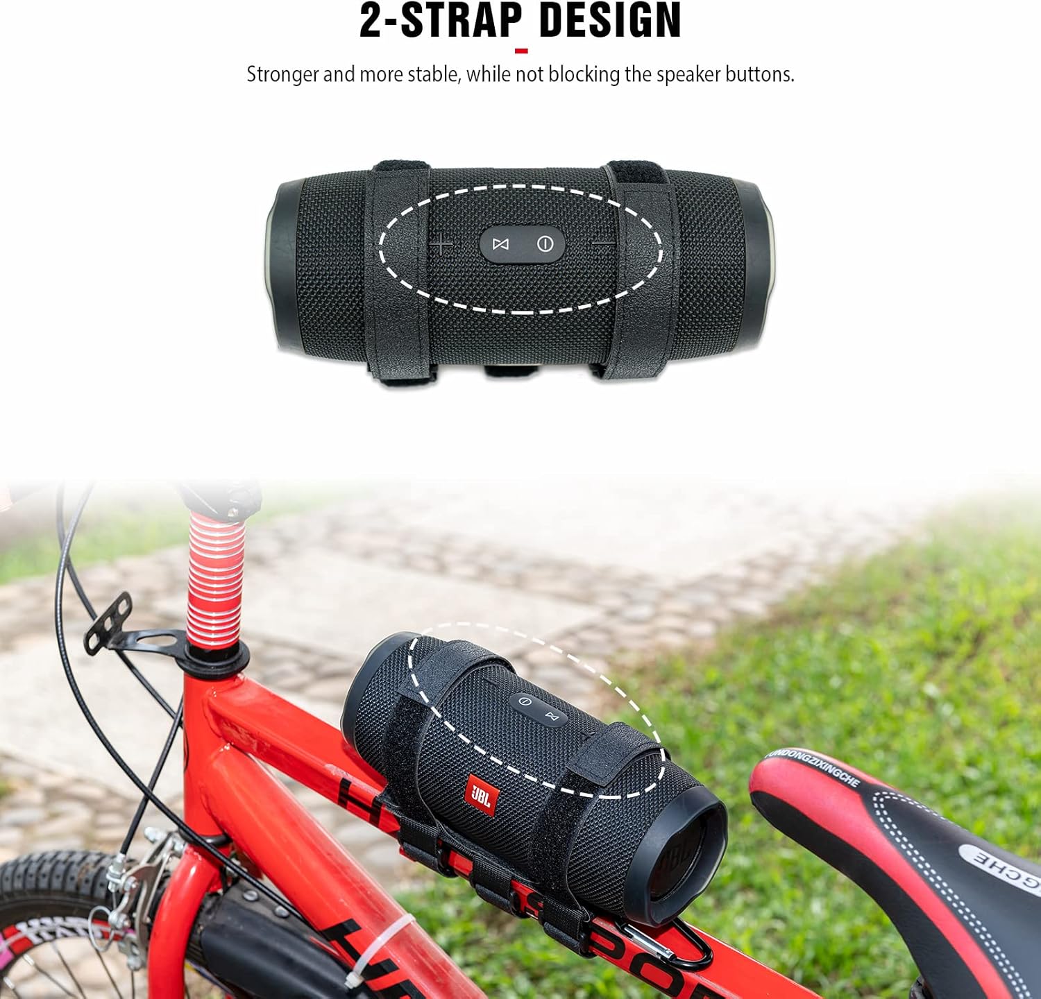 Portable Speaker Mount for Wireless Bluetooth Speakers with 7.5''-12.5'' Circumference, Waterproof Adjustable Strap Accessory Holder Fits UTV Golf Cart Bike or Boat Railing/Cross bar/Frame - Image 4