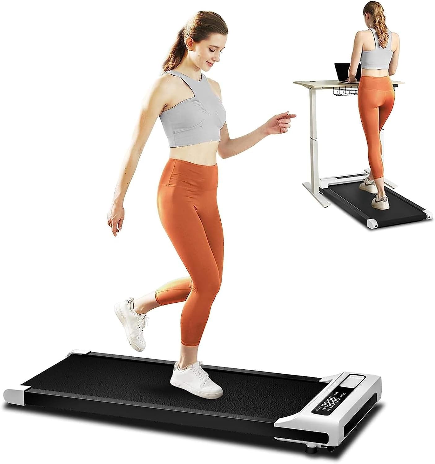 Walking Pad Under Desk Treadmill 2.5 HP Quiet Motor, 0.6–3.8 MPH, LED Display, Remote Control, 265 lb Capacity, Compact Portable Walking Treadmill for Home Office