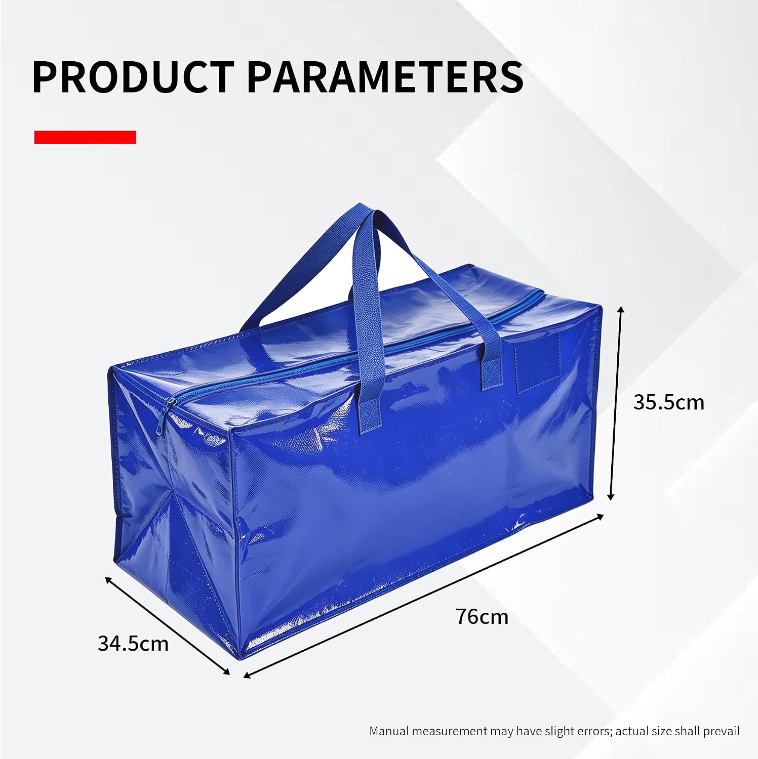 Jumbo Storage Bags, 91L, 4 Pack, Extra Large Moving Totes with Strong Zippers, Heavy Duty Collapsible Organizer for Clothes & Blankets, Blue