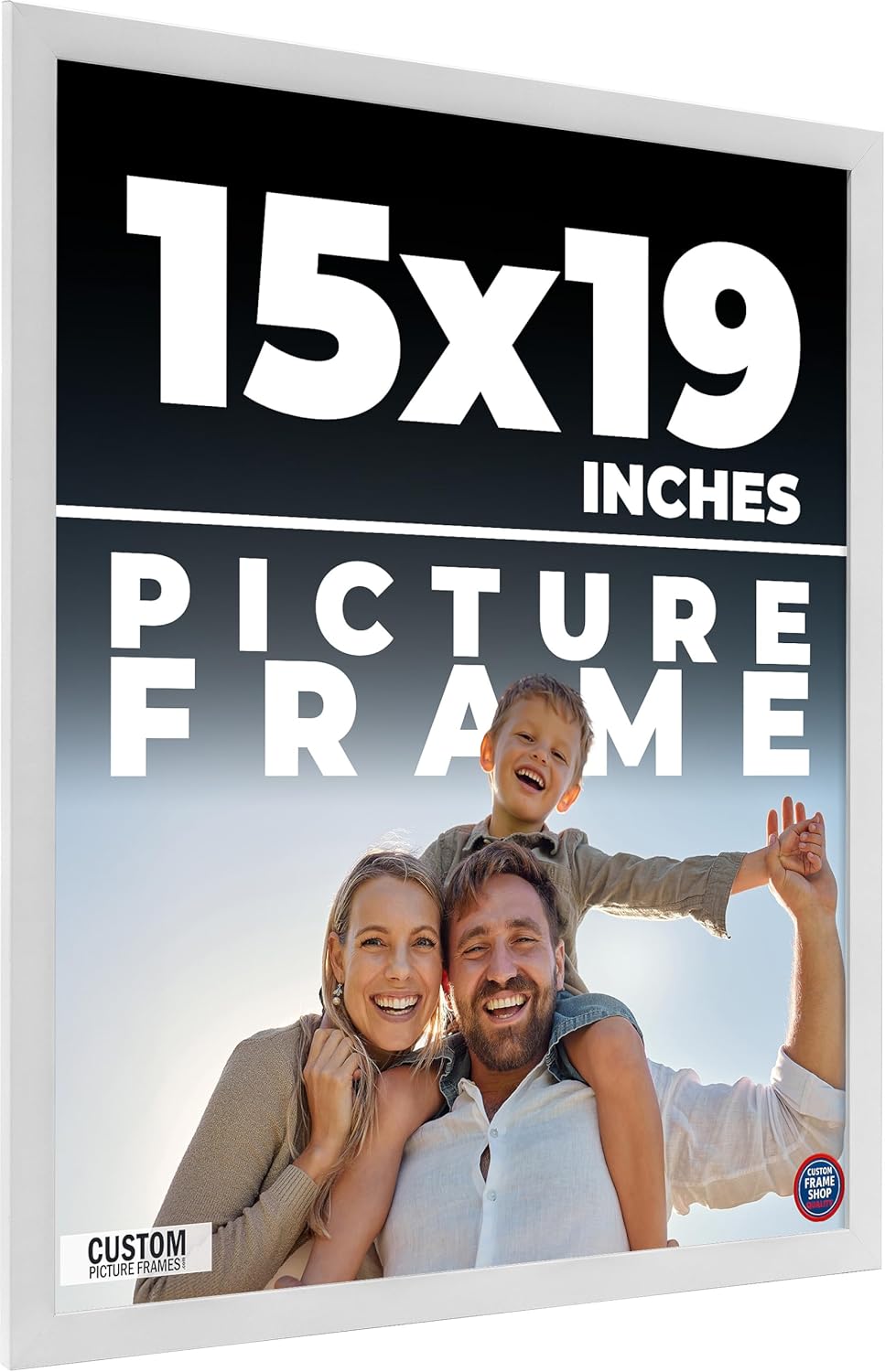 15x19 Frame White Real Wood Picture Frame Width 0.75 Inches | Interior Frame Depth 0.5 Inches | Bianca Mid Century Photo Frame Complete with UV Acrylic, Foam Board Backing & Hanging Hardware