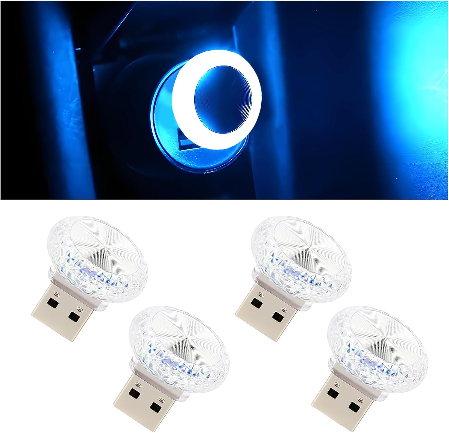 Amazon.com: Hovom 4PCS USB LED Car Interior Atmosphere Lamp, Portable ...