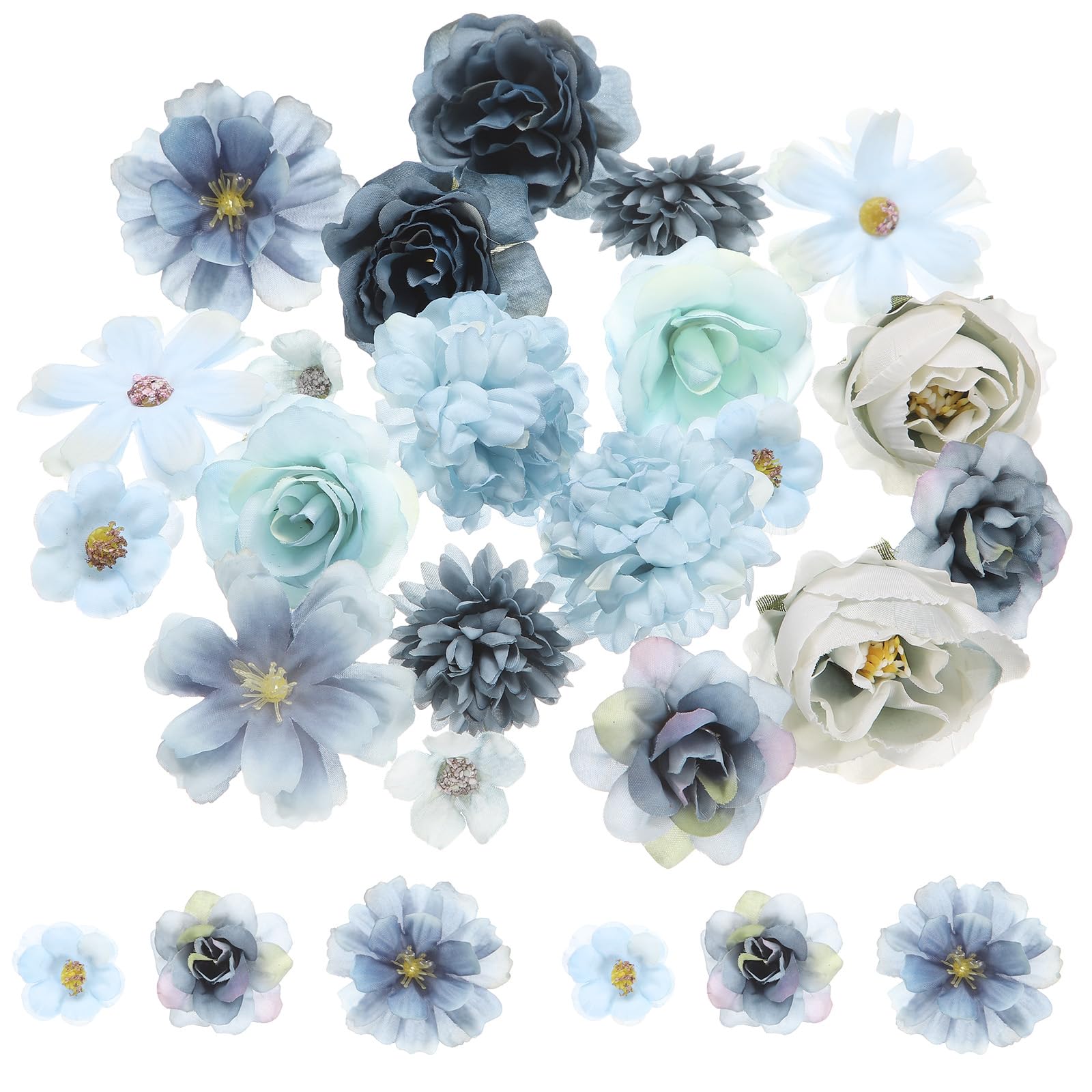 Fleurs en tissu multicolore bleu pour embellir vos emballages cadeaux faits main
