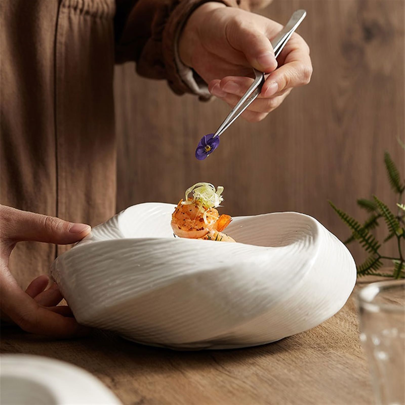 Można myć w zmywarce Specjalna zastawa stołowa do restauracji hotelowej, biały ceramiczny talerz kreatywny Premium Feeling, spersonalizowana kolacja do kuchni (duży)