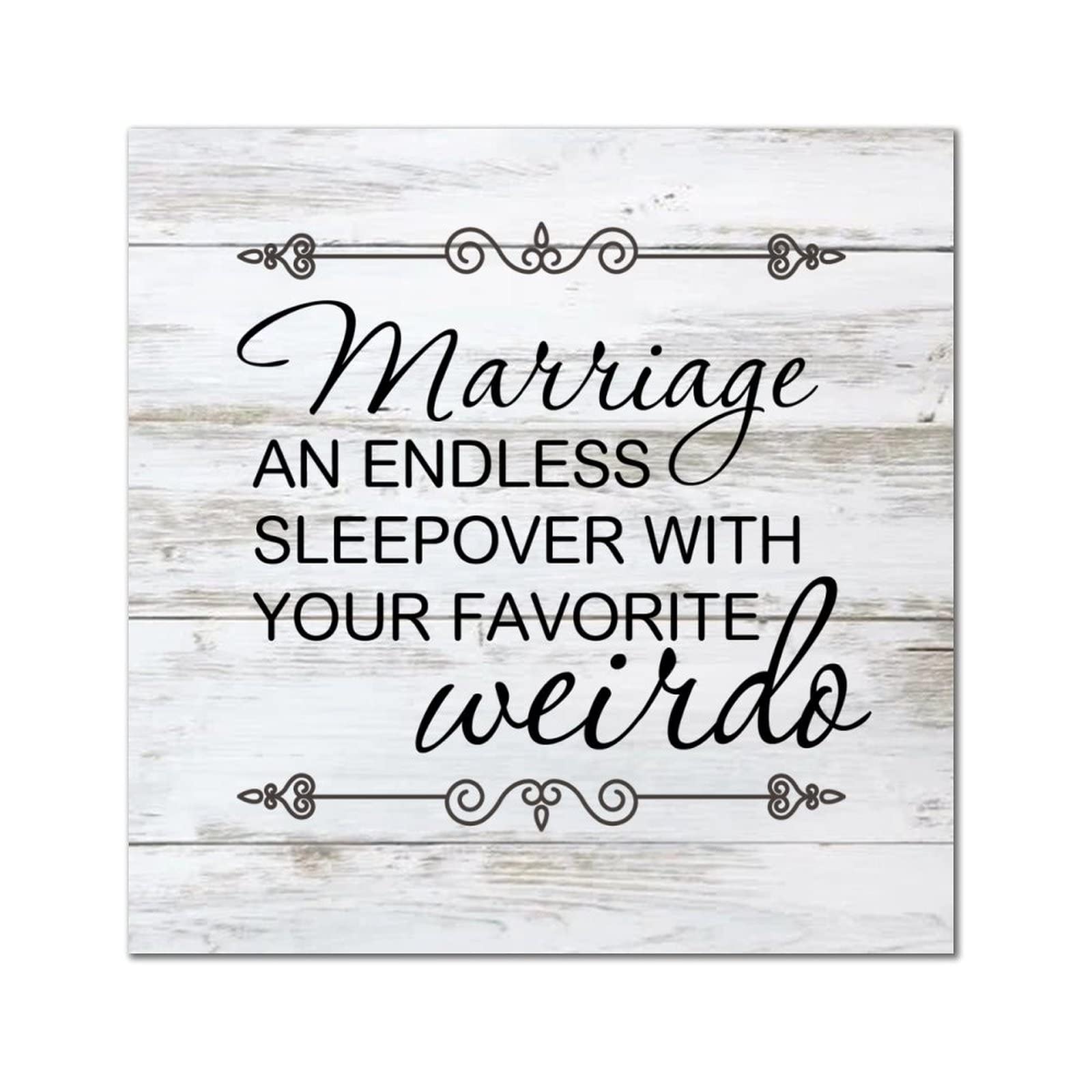 Plaque murale rétro en bois Marriage Endless Sleepover déco romantique salon