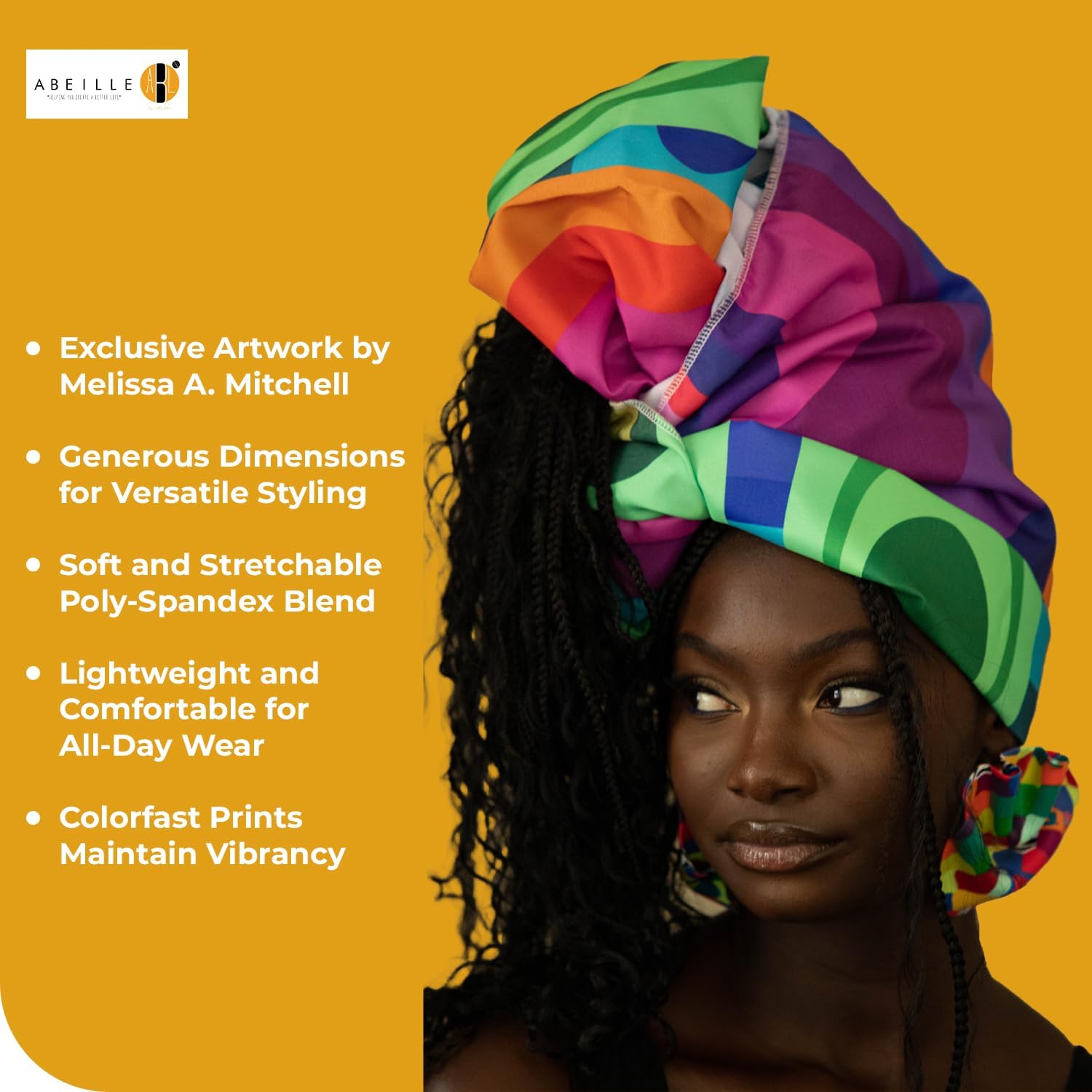 Queen Taytu Design Headwrap, Polyester & cotton Blend Hair Wrap, Lightweight Head Scarf for Women, Scarves and Head Coverings, Stylish Hair Scarves and Wraps for Women's Hair