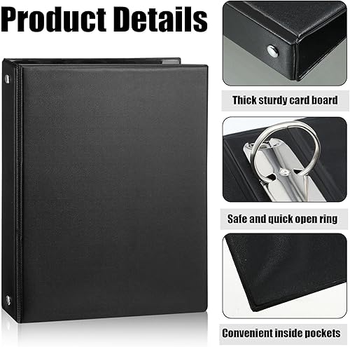 Miniatura 3 de Resurhang Carpeta pequeña de 3 anillos de 1 pulgada de 9.25 x 7.24 pulgadas, carpeta pequeña negra de 3 anillas con 2 bolsillos transparentes,