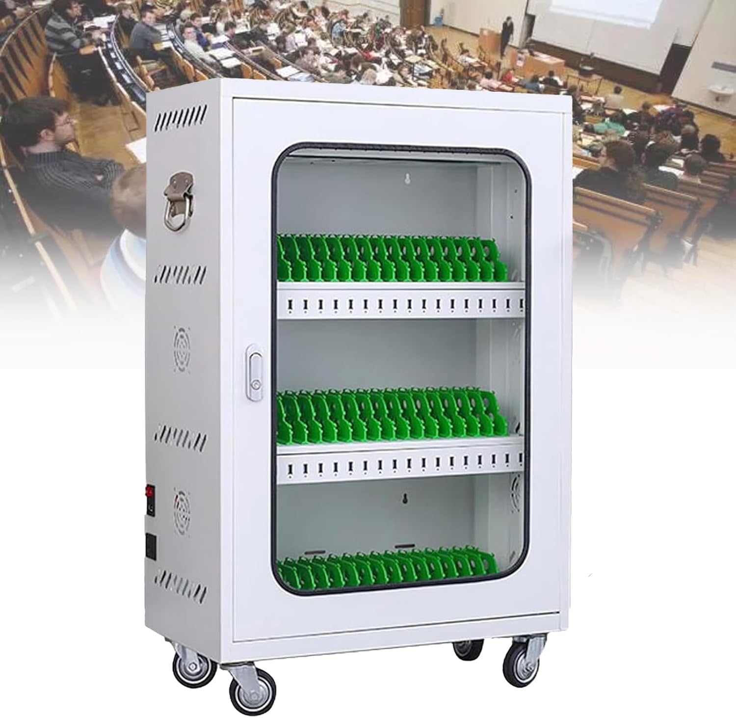 GTHTUHFD 12Port Rechargeable Phone Charging Locker Cabinet With Wheels & Combination Lock – Secure Charging Station For Schools Churches Airports & Public Spaces,50slots