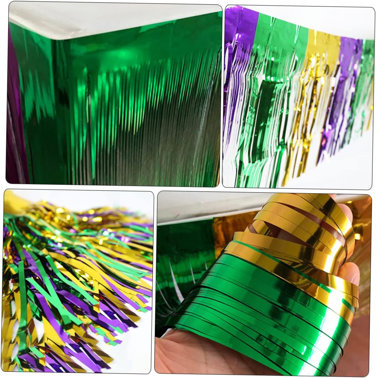 Ipetboom Carnival Table Skirt with Shiny Tinsel Fringe Decorative Festive Table Decor for Parties Versatile Party Prop and Backdrop