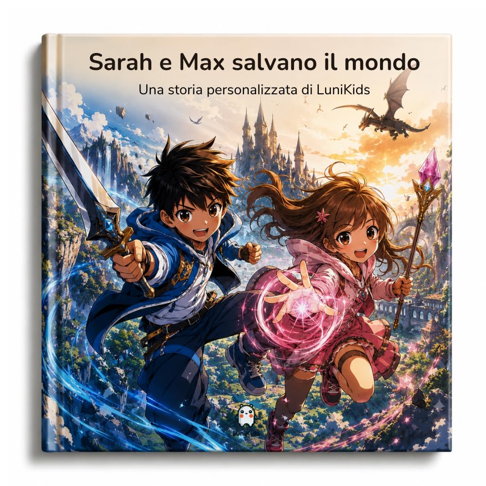 Libro personalizzato per bambini in stile Manga – Storia e illustrazioni Manga personalizzate | Avventura unica con nome, personaggi, tema e storia | Regalo per bambini (Copertina rigida)