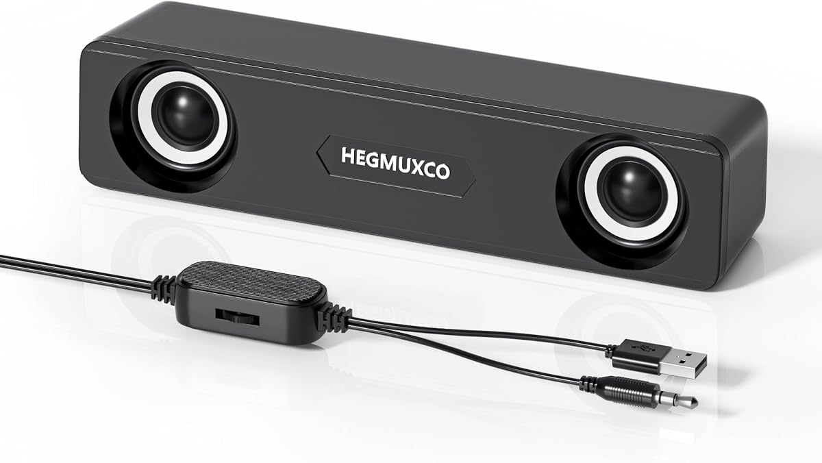 10W Wired Stereo Speaker Compact PC Speakers for Desktop -, USB Powered, 3.5mm Audio Input, Laptop Expertly Tuned Computer Soundbar