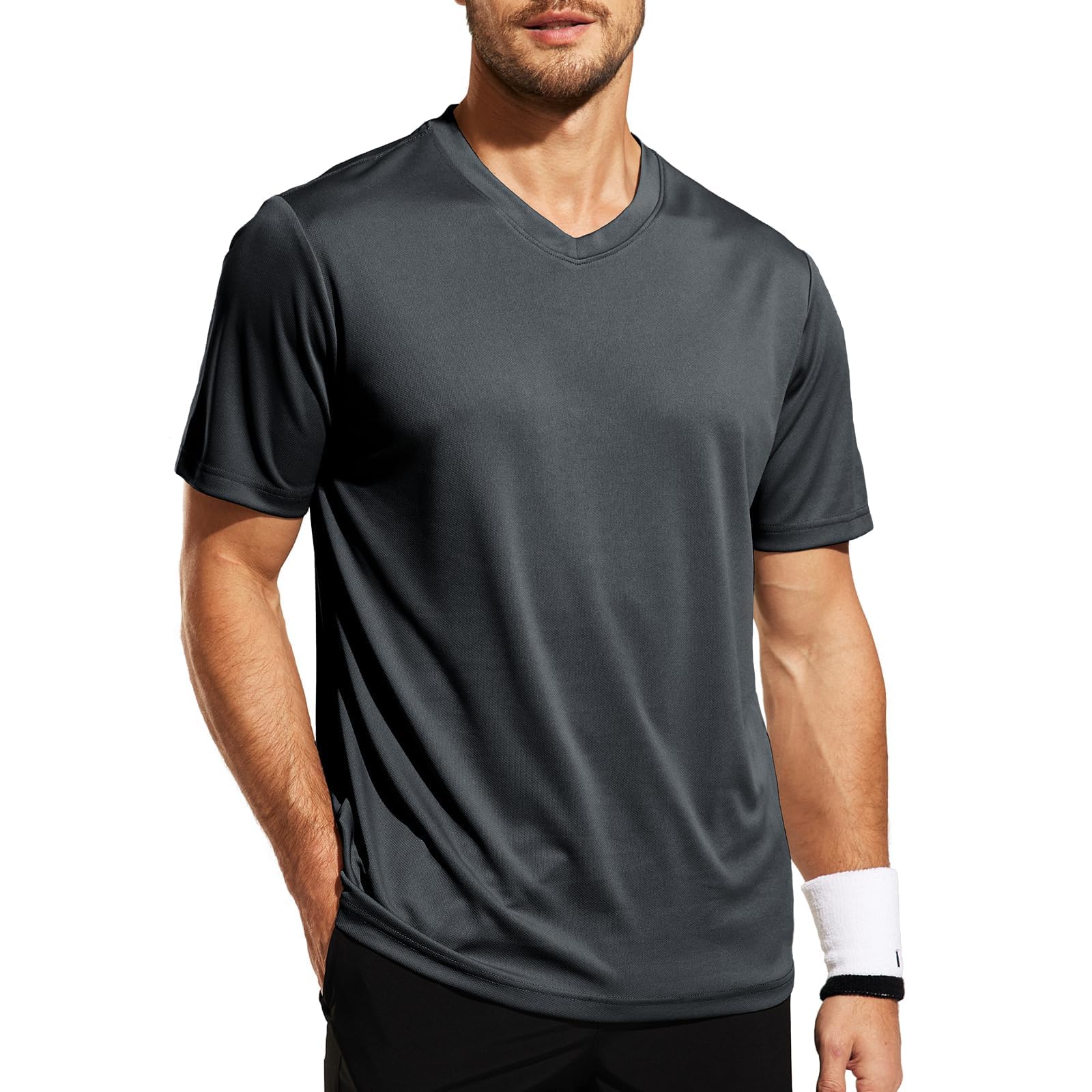 Men's V-Neck Workout T-Shirt, Quick Dry