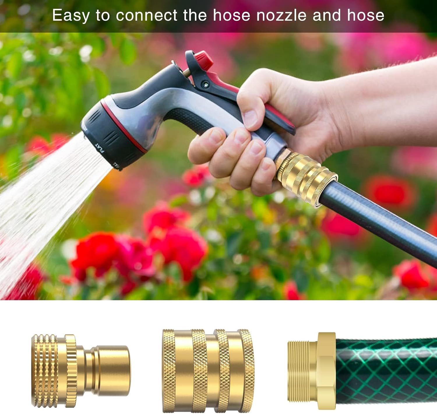 Twinkle Star 6 Sets Brass Quick Connect Hose Fittings, 3/4 Inch Garden Hose Quick Connect, Water Hose Connectors